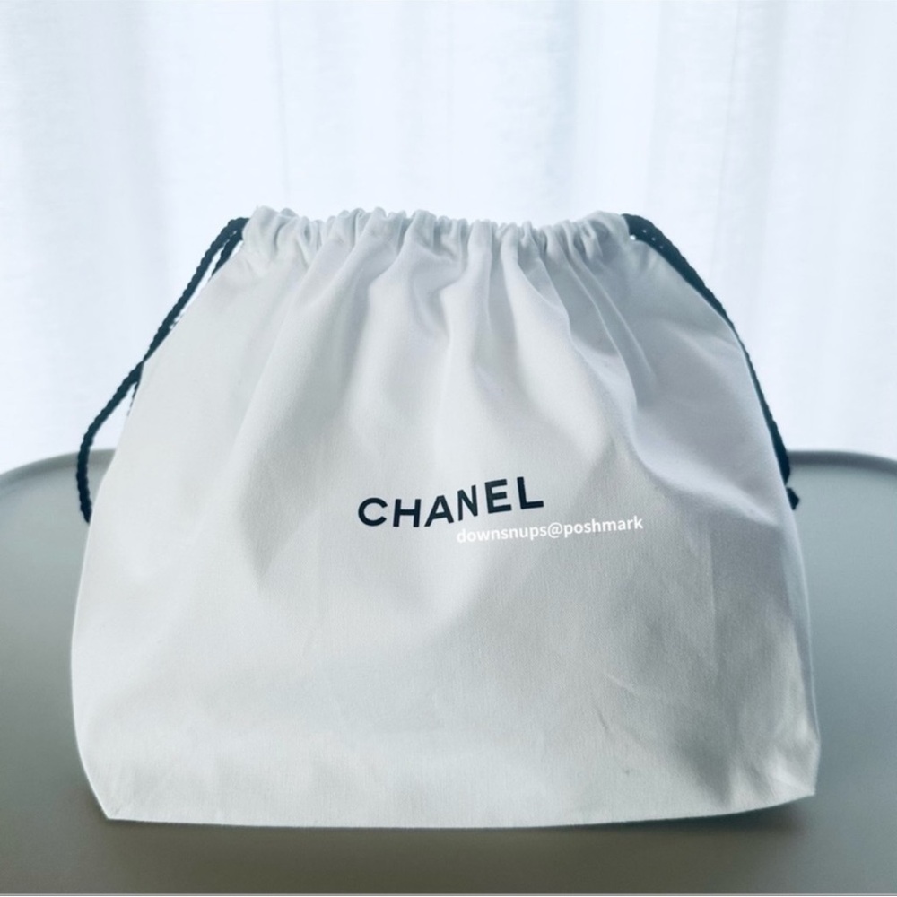 Authentic Chanel logo cotton canvas drawstring storage bag dust bag